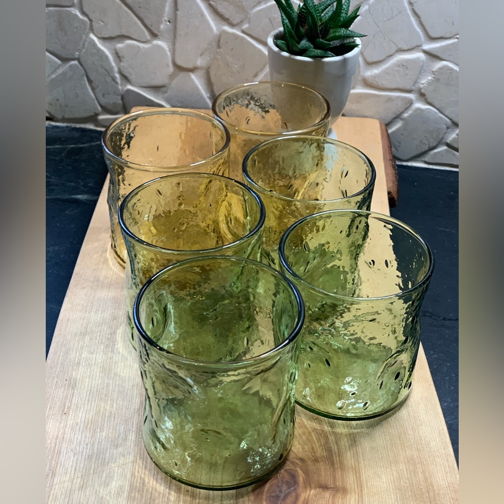 VINTAGE | Set of 6 | Coloured Textured Glass Lo-Balls | MCM